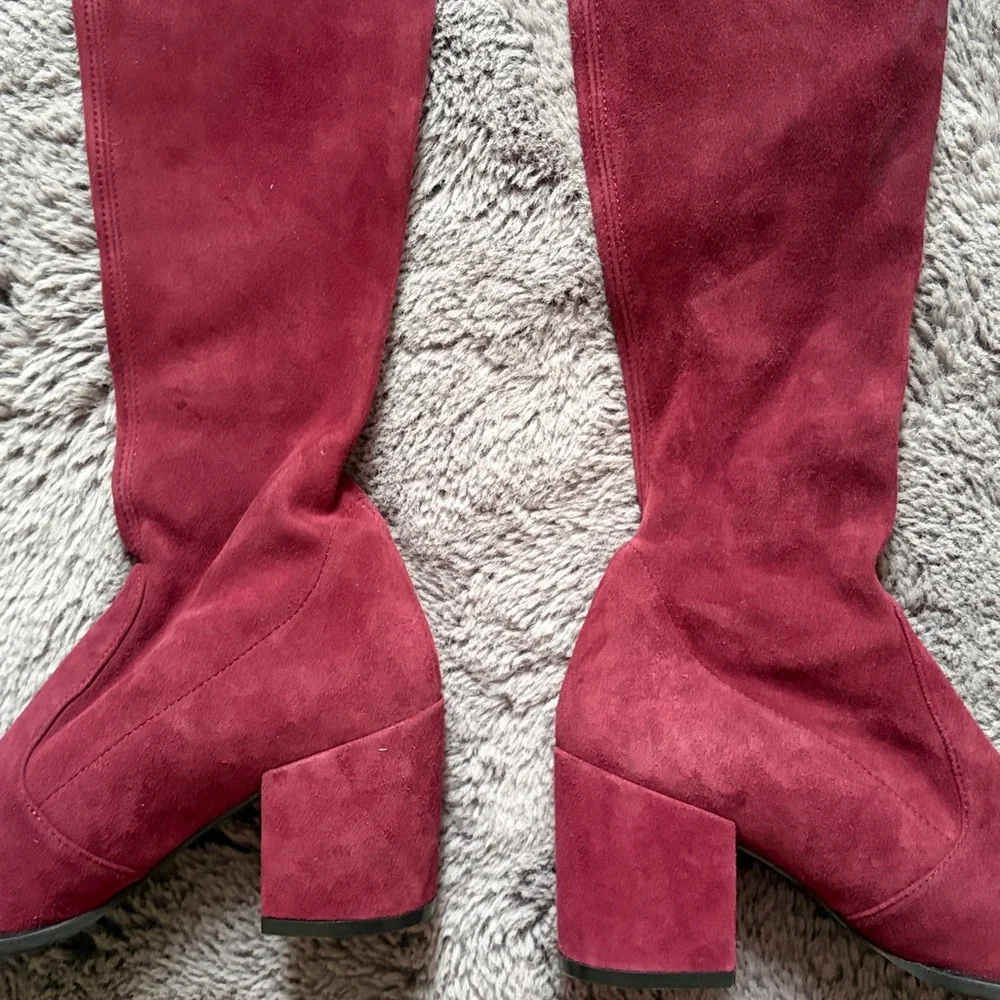 Stuart Weitzman Tieland Over The Knee Heeled Cabernet Suede Boot
